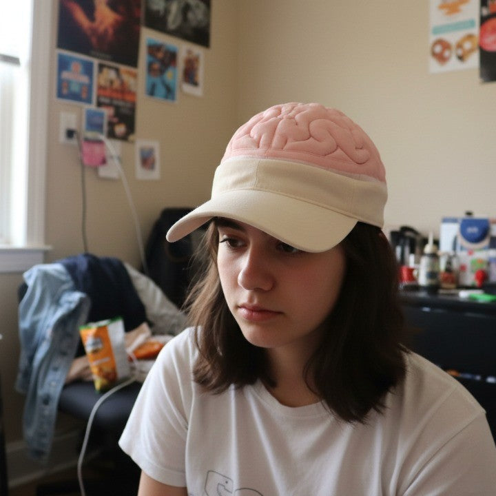Full view of the stylish yet humorous Hidden IQ Brain Hat