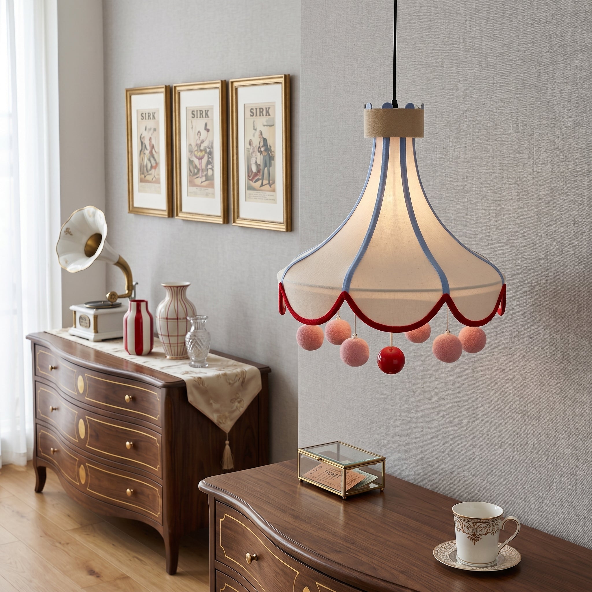 Tent Canopy Pom-Pom Lamp as a perfect gift for a nursery