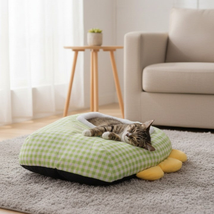 A small dog enjoying the Snuggle Dreams pet bed