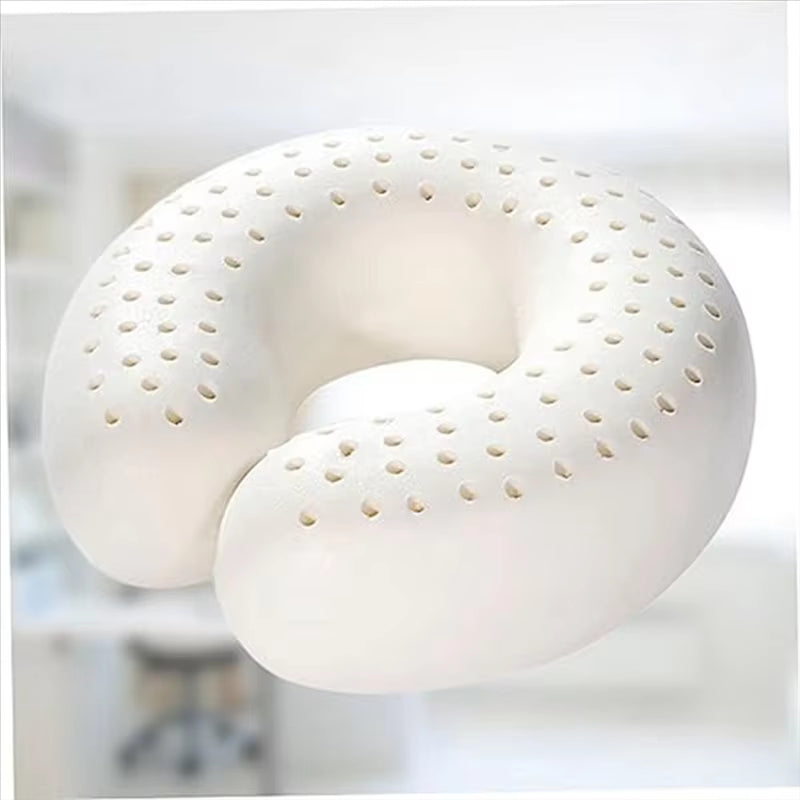 Natural Latex U-Shaped Neck Pillow in use