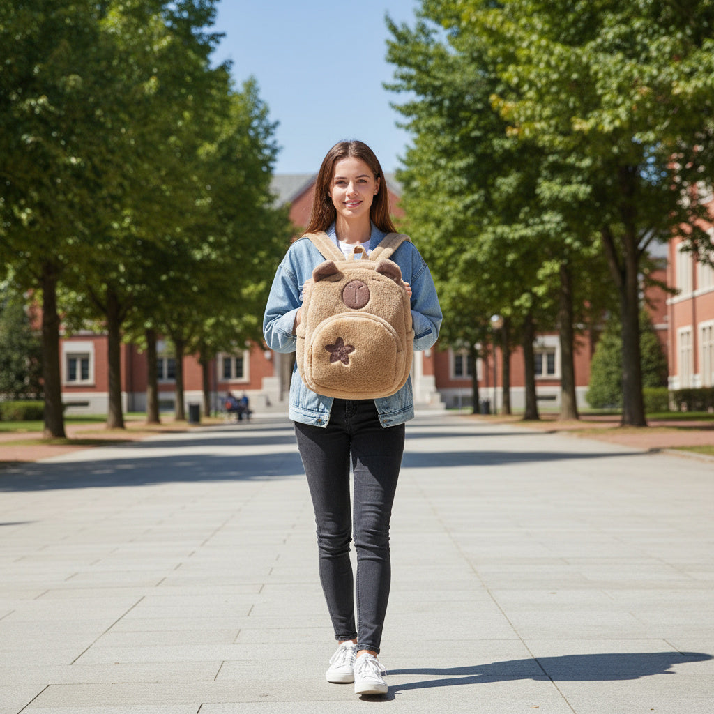 Adorable Capybara Cute Plush Kids Backpack for daily adventures