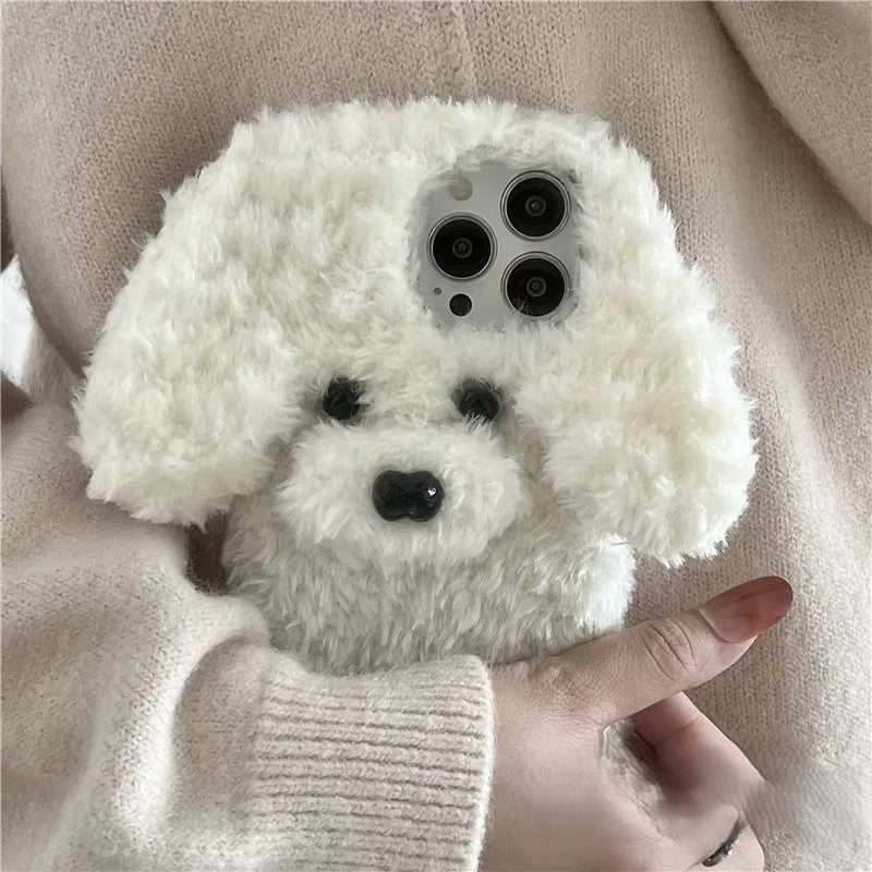 Different Views of Cute Dog Fluffy Snuggly iPhone Case