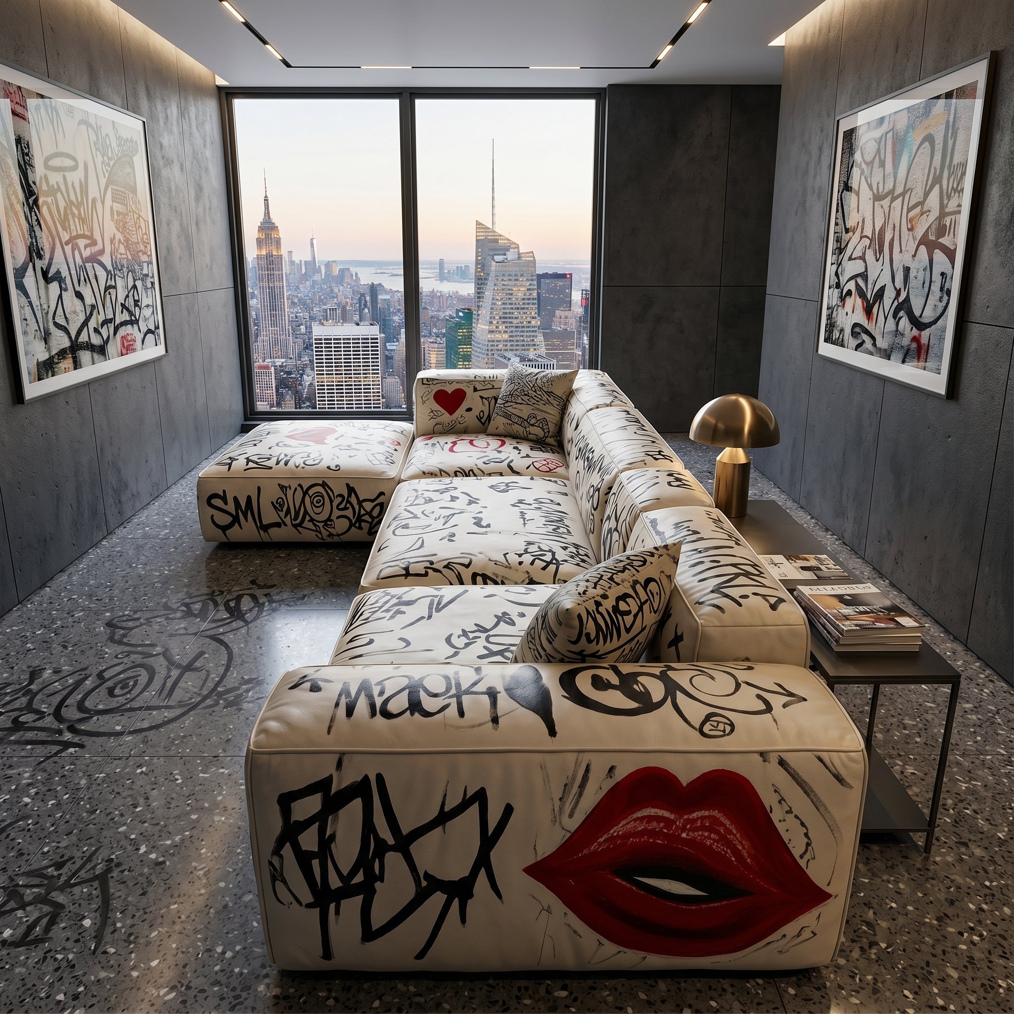 Side view of the sectional sofa showcasing its large format
