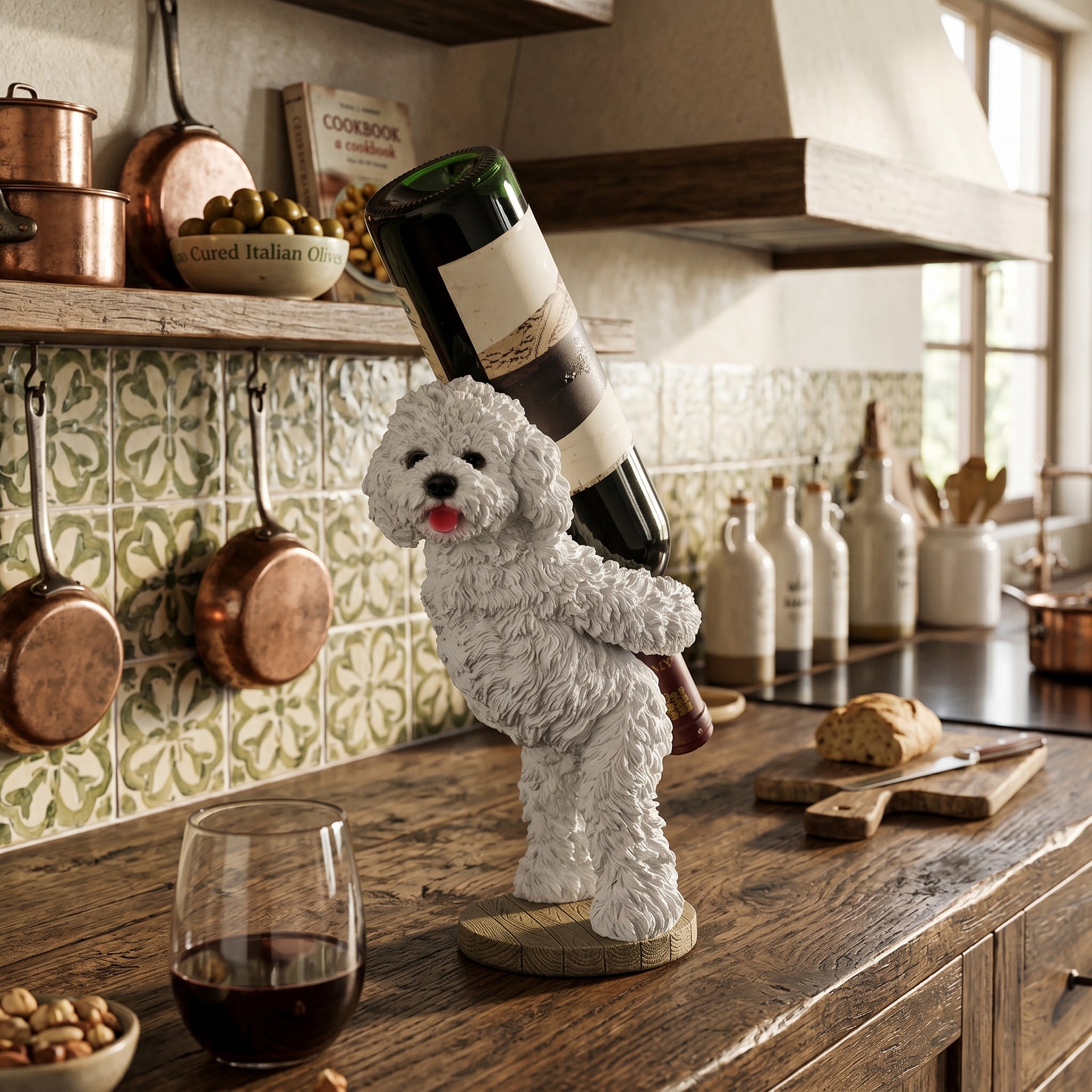 Creative ways to display the Party Puppy Wine Bottle Holder in a home setting.
