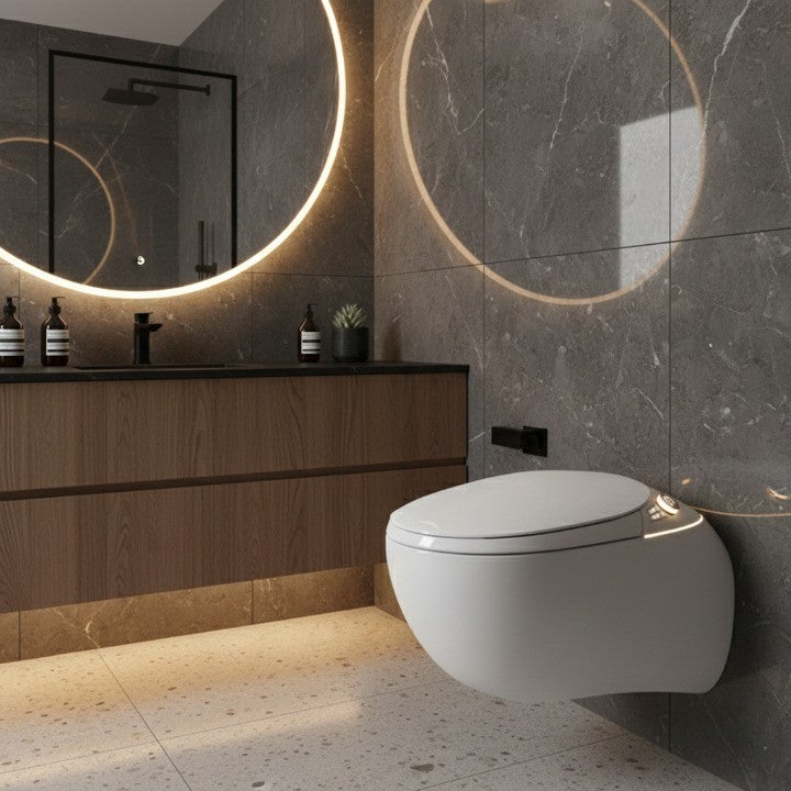 Side profile of the Japanese Style Floating Smart Modern Toilet