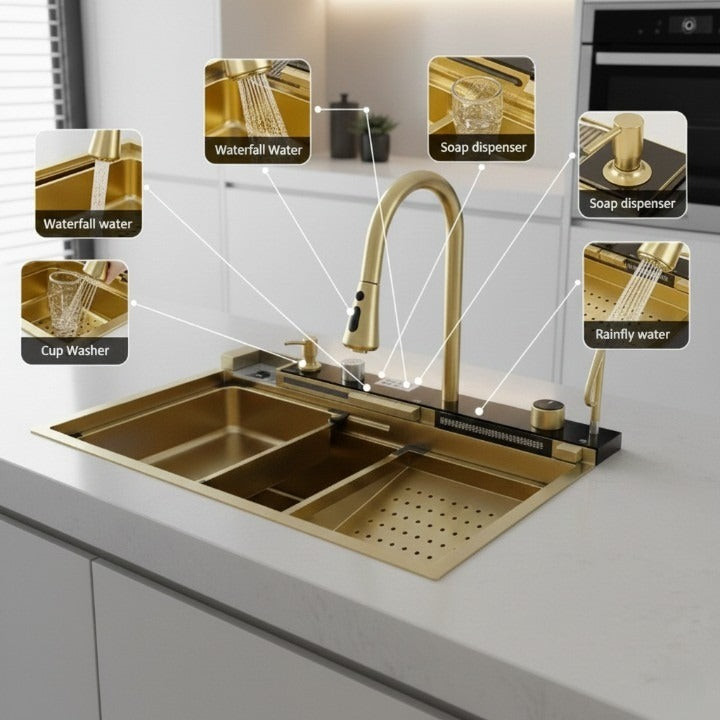 Demonstration of the multi-layer functionality of the modern craft sink