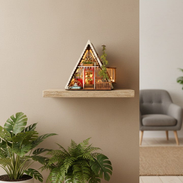 Overhead view of the Woodland Dream Miniature Cabin parts