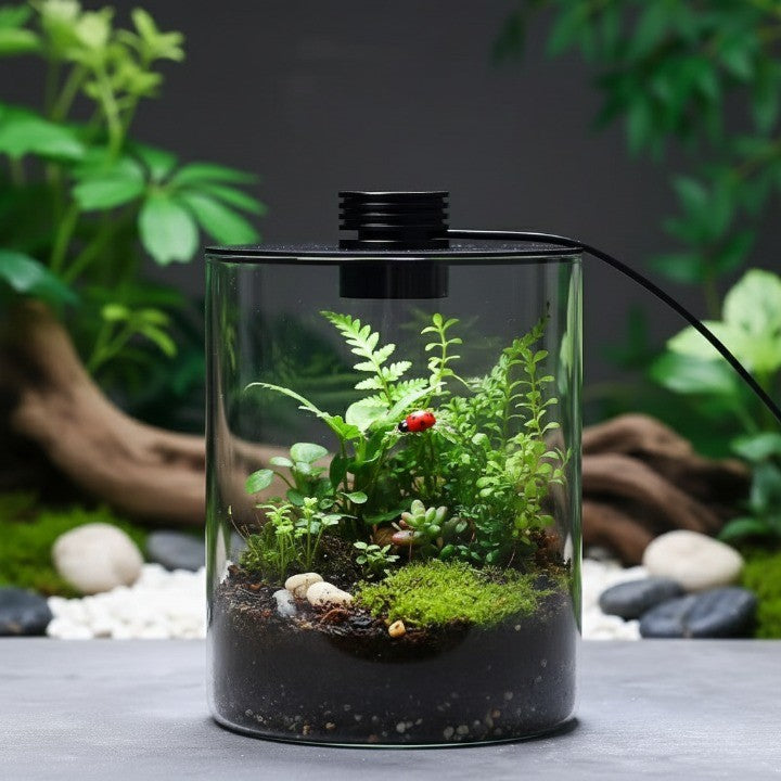 A beautiful moss arrangement inside the Mini Forest Maker Decor Vase