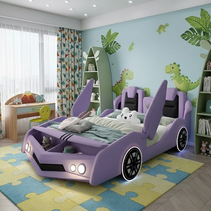 Stylish kids room with a race car bed
