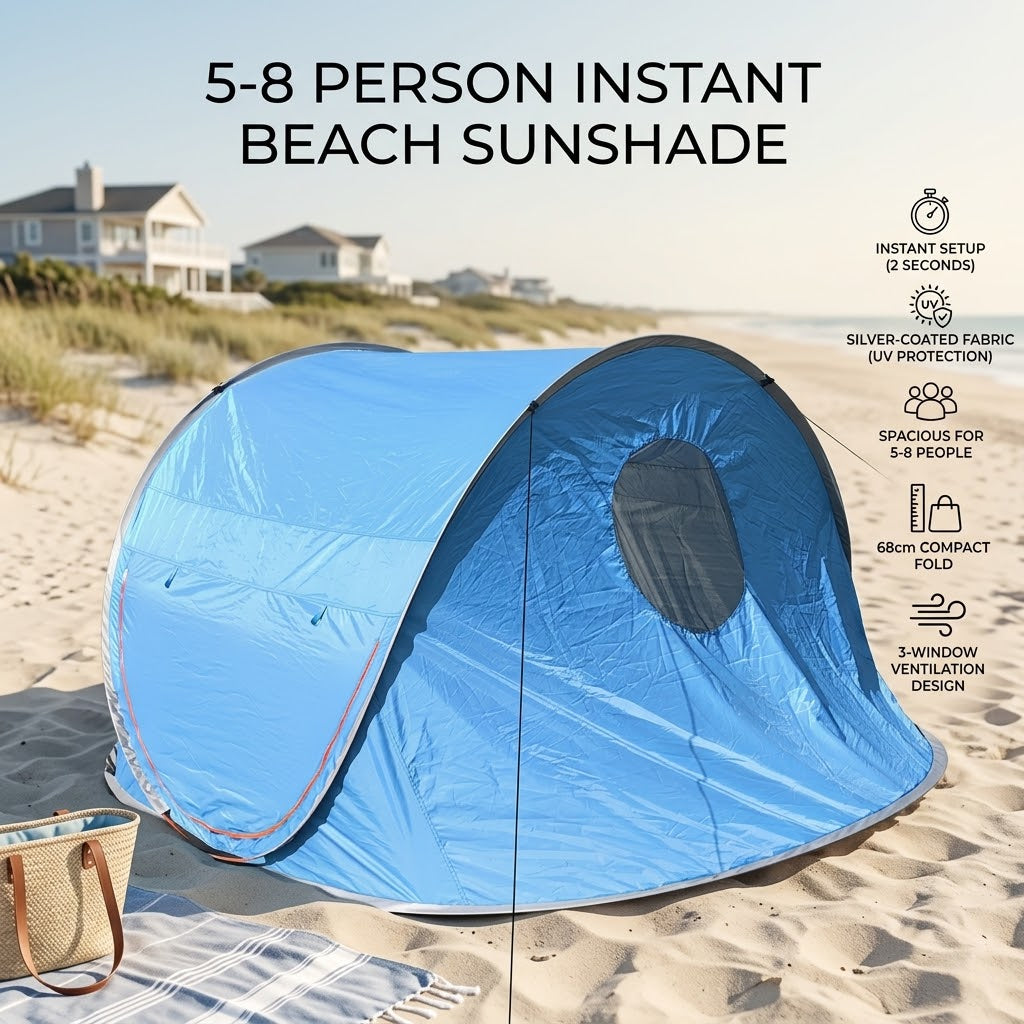 Spacious interior of the sun shade tent for families