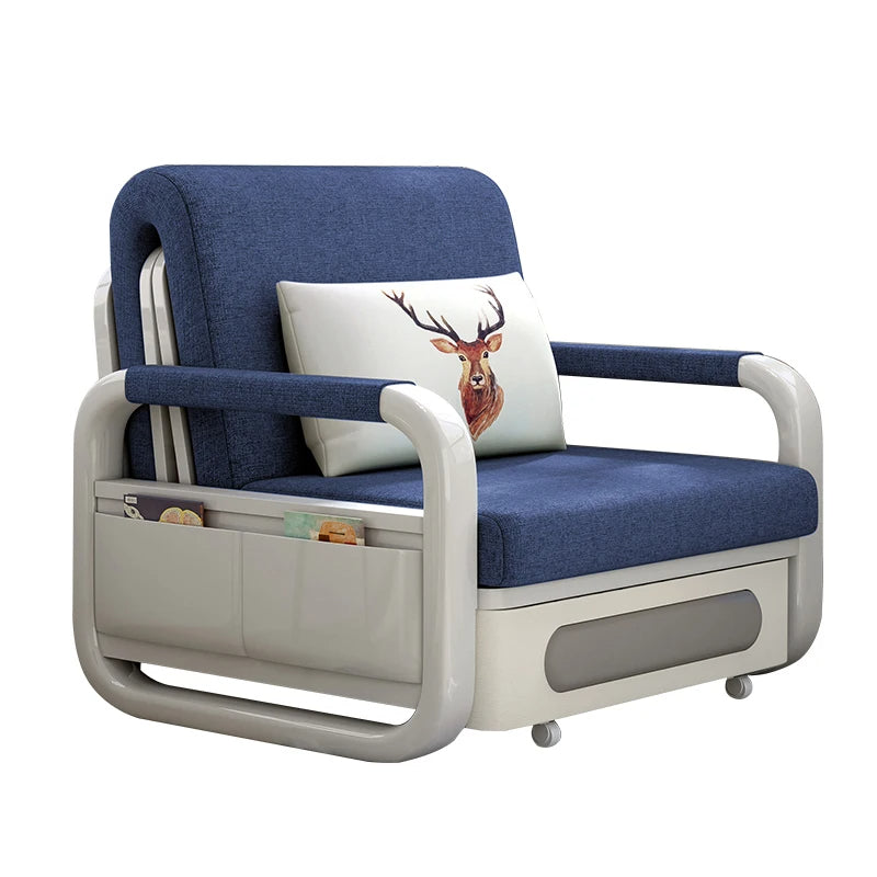 The sofa bed fully extended, ready for a comfortable night's sleep