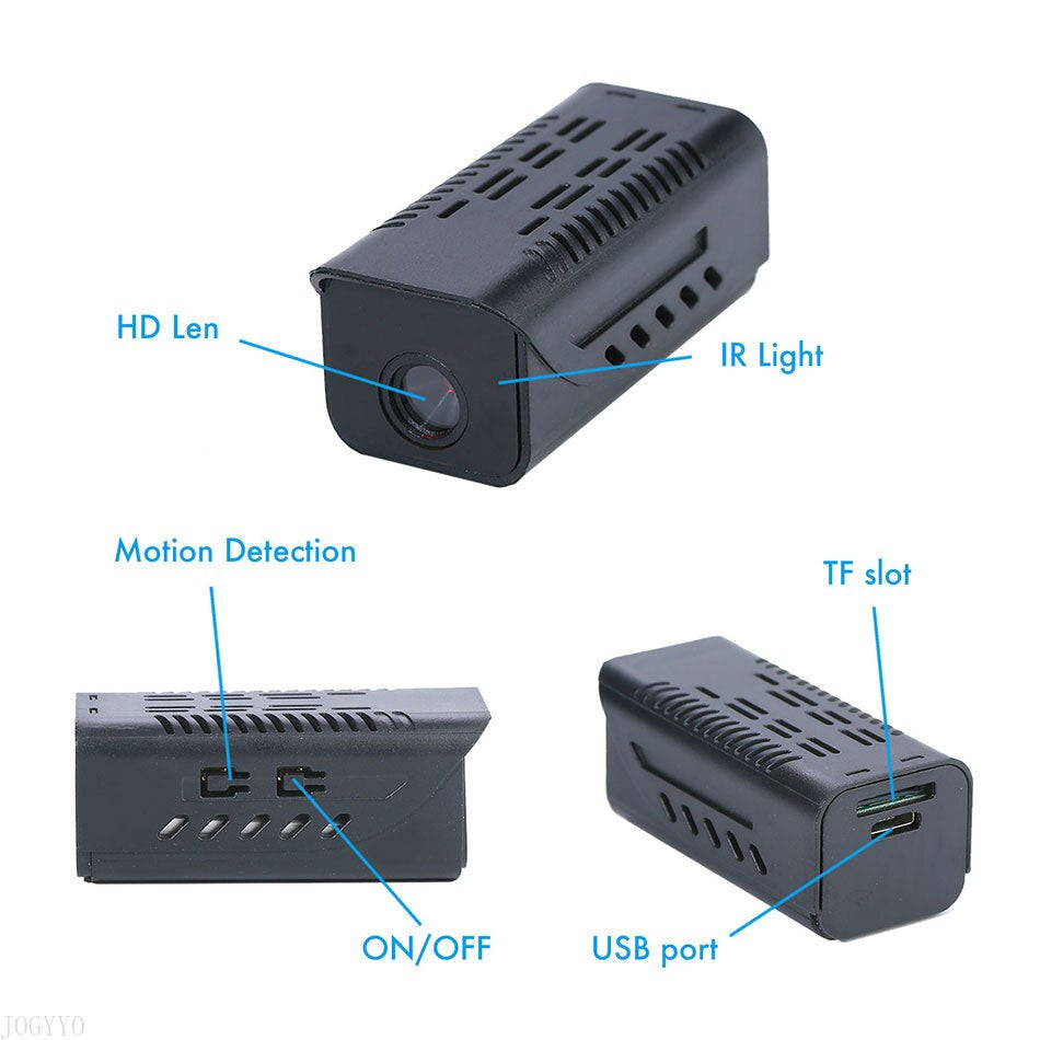 Diagram of the Mini HD Wifi Security Camera's features