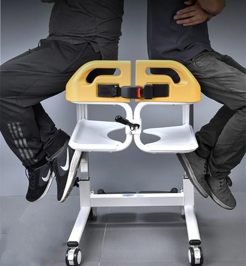 Close-up of the patient transfer lift mechanism