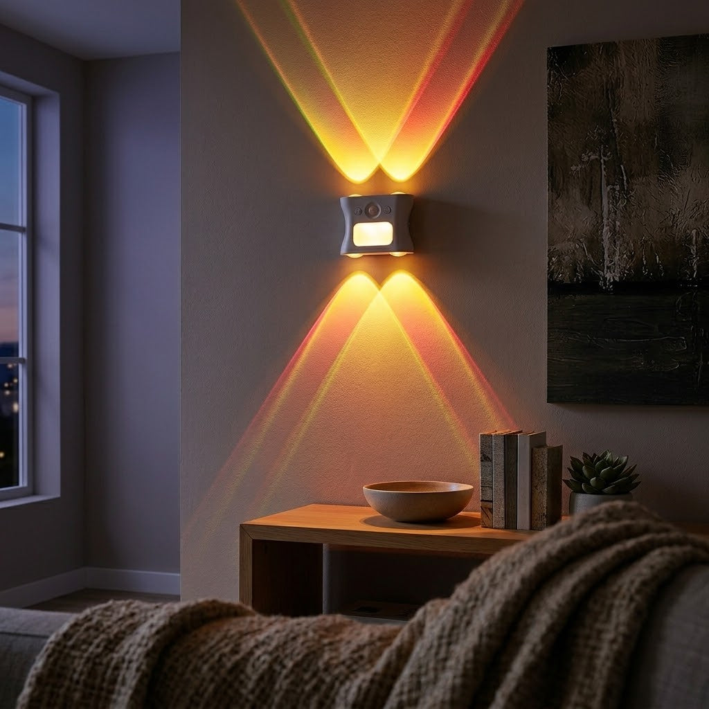 Vibrant RGB light effects from the Color Flow Motion Sensor Wall Light