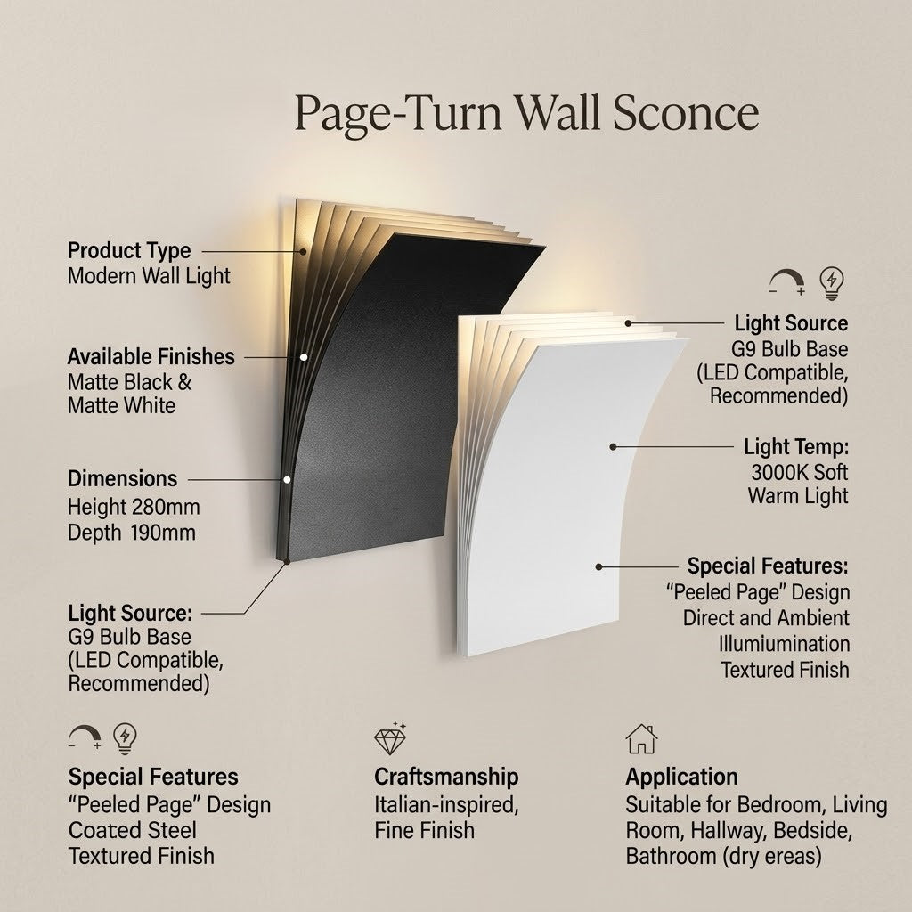The black Open Book Ambient Wall Sconce Light on display