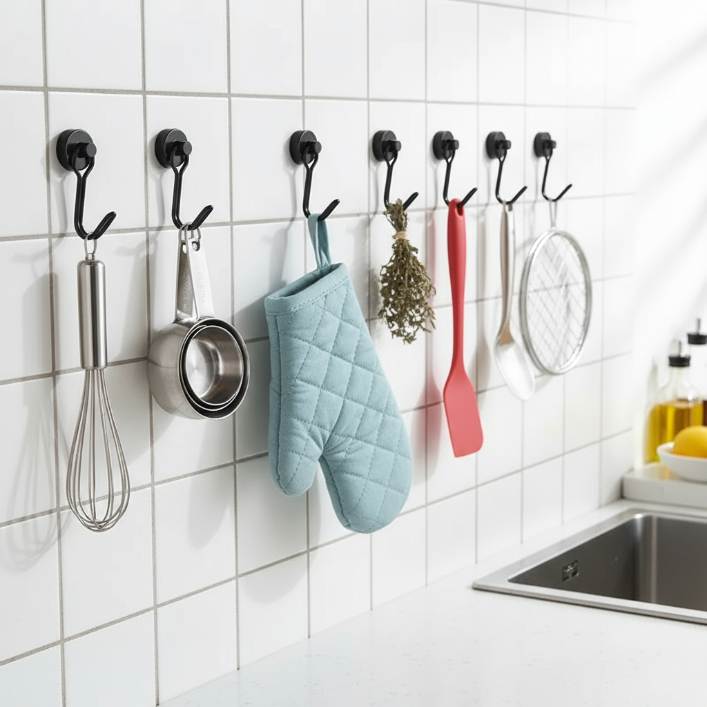 Compact and reusable magnetic hook for portable organization