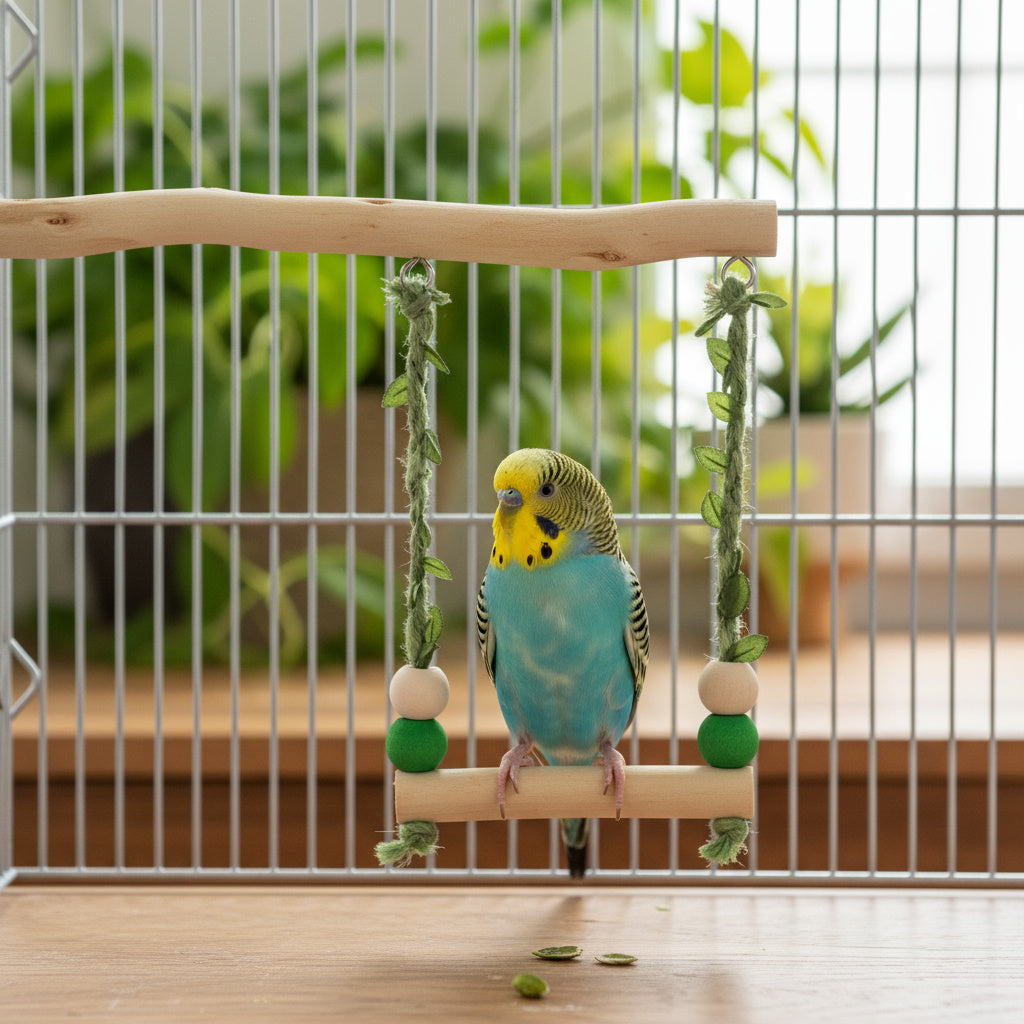 Perfect gift for bird lovers the Natural Wood Hanging Bird Swing