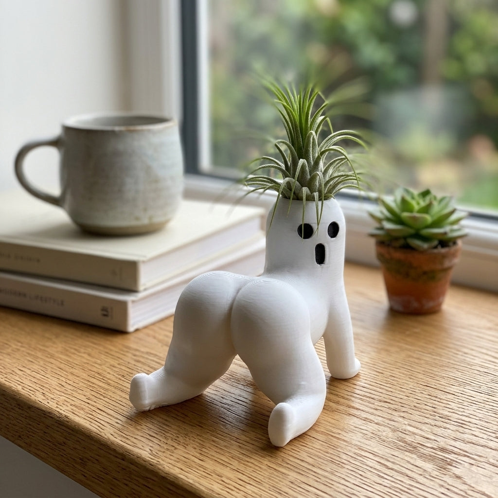 The modern and smooth design of the Teasing Ghost Plant Mini Vase