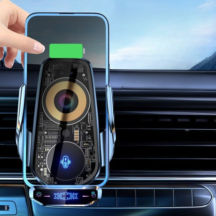 Automatic Magnetic Wireless Charging Car Phone Holder mounted on a car's air vent