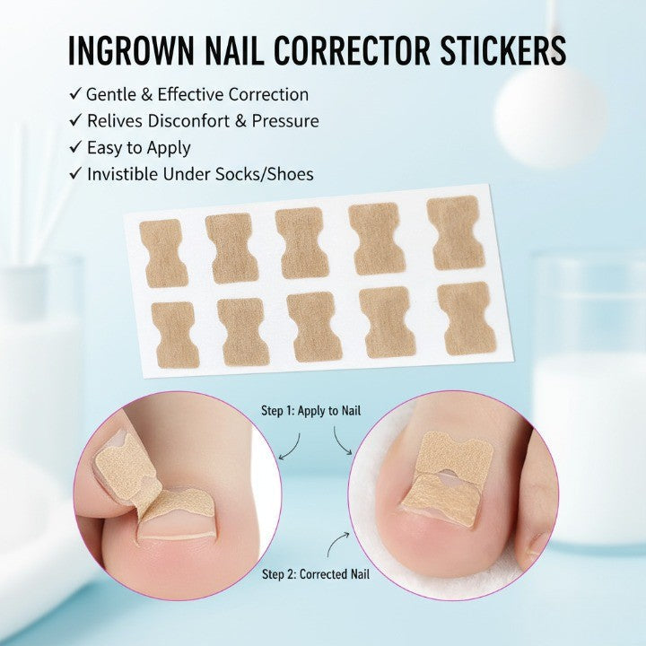 Graphic showing how the Toe Align stickers work to correct nail growth