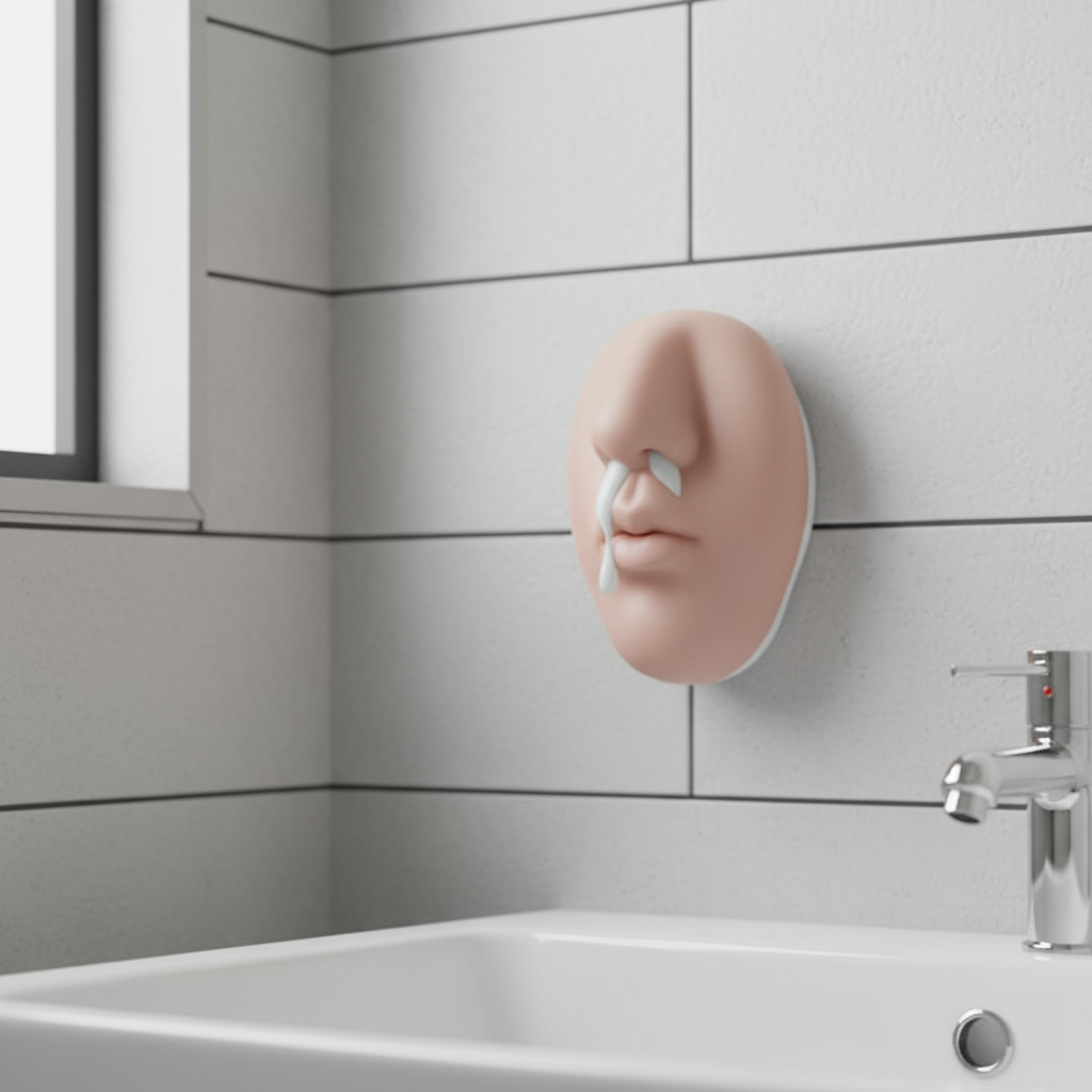Funny bathroom decor idea with the nose soap dispenser