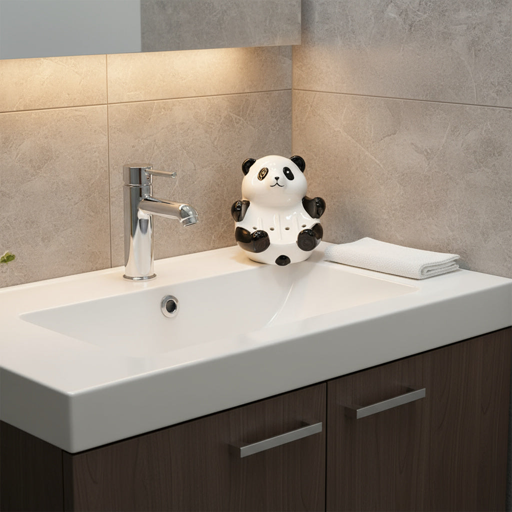 Detailed view of the flexible panda soap dispenser pump