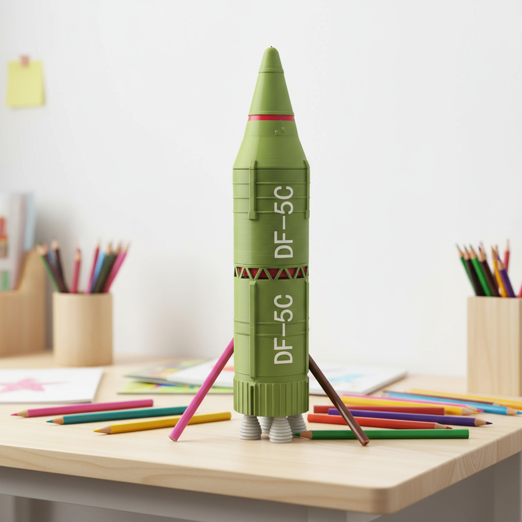 Close-up of the Rocket Missile Pen Holder's sleek design