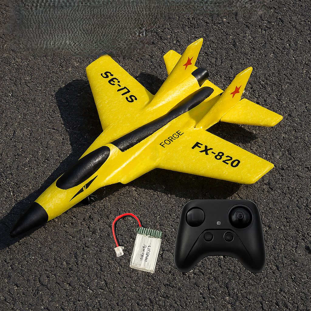 Remote Control Foam Fighter Airplane Toy in flight