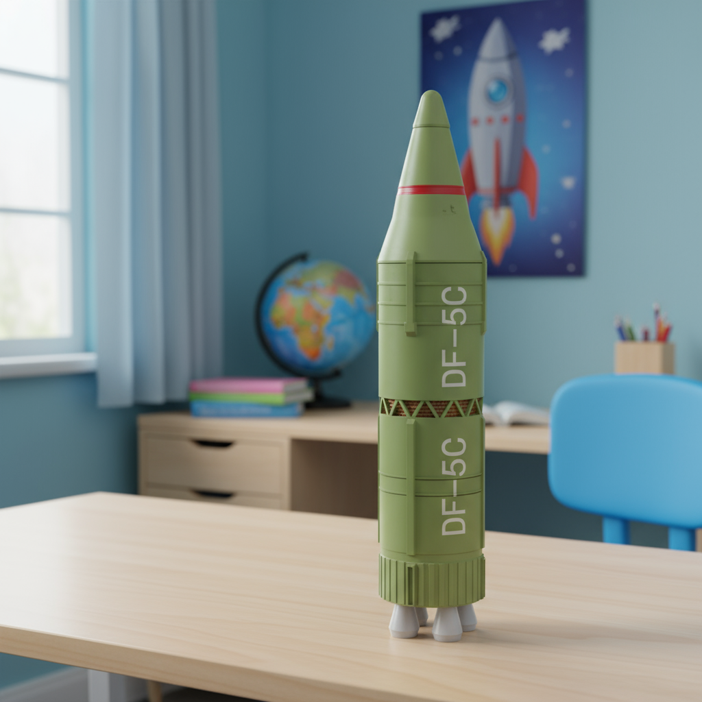 Futuristic Rocket Missile Shaped Pen Holder on a modern desk