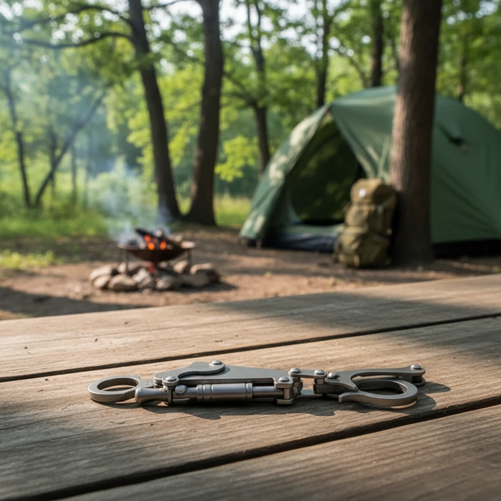The EDC keychain being used as a practical tool