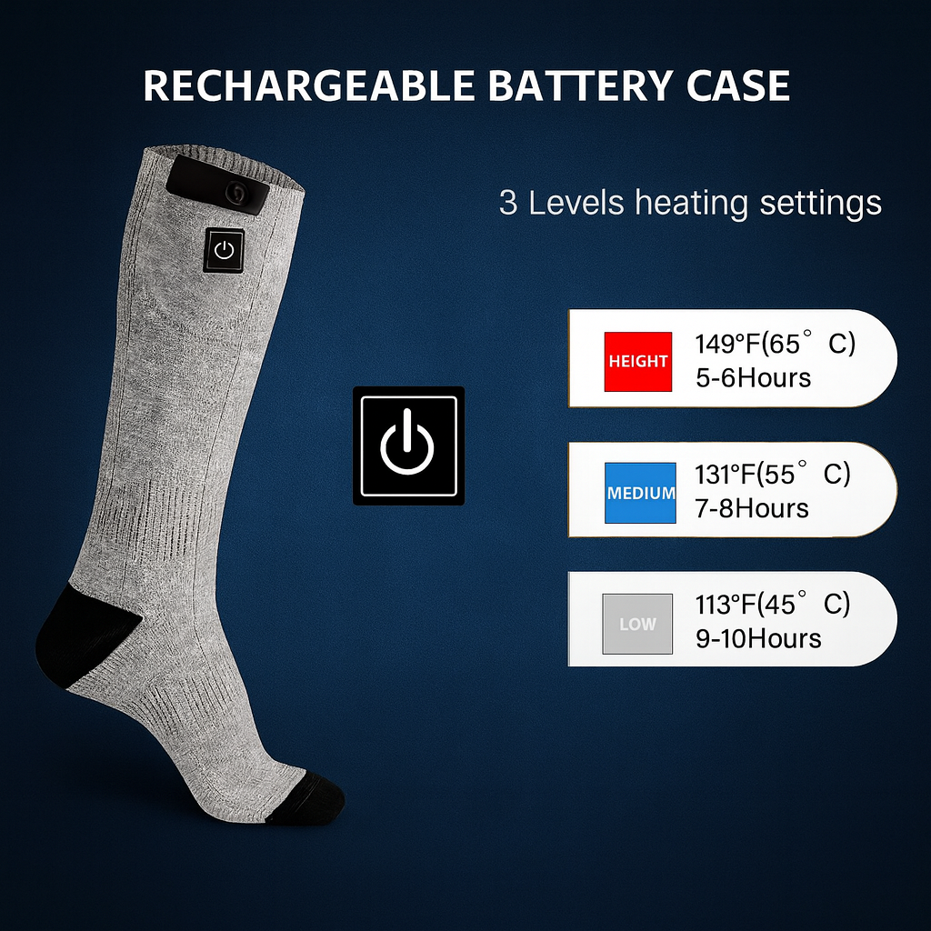 Close-up of the heating element areas on the electric circulation socks