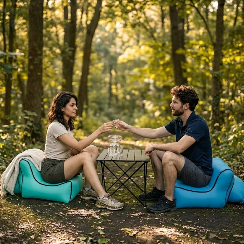 Side view of the portable lounge chair, a perfect gift for travelers
