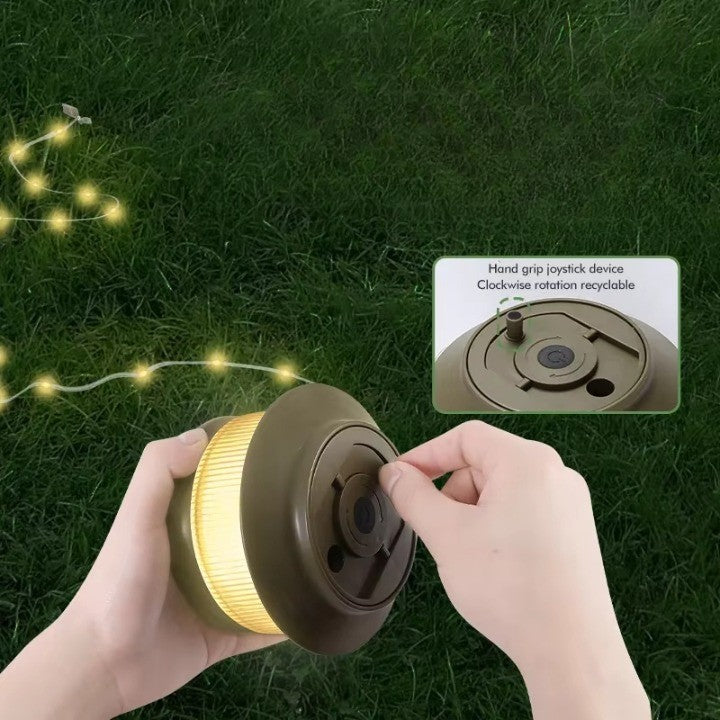 Atmosphere LED Strips Camping Lamp glowing in a campsite setting