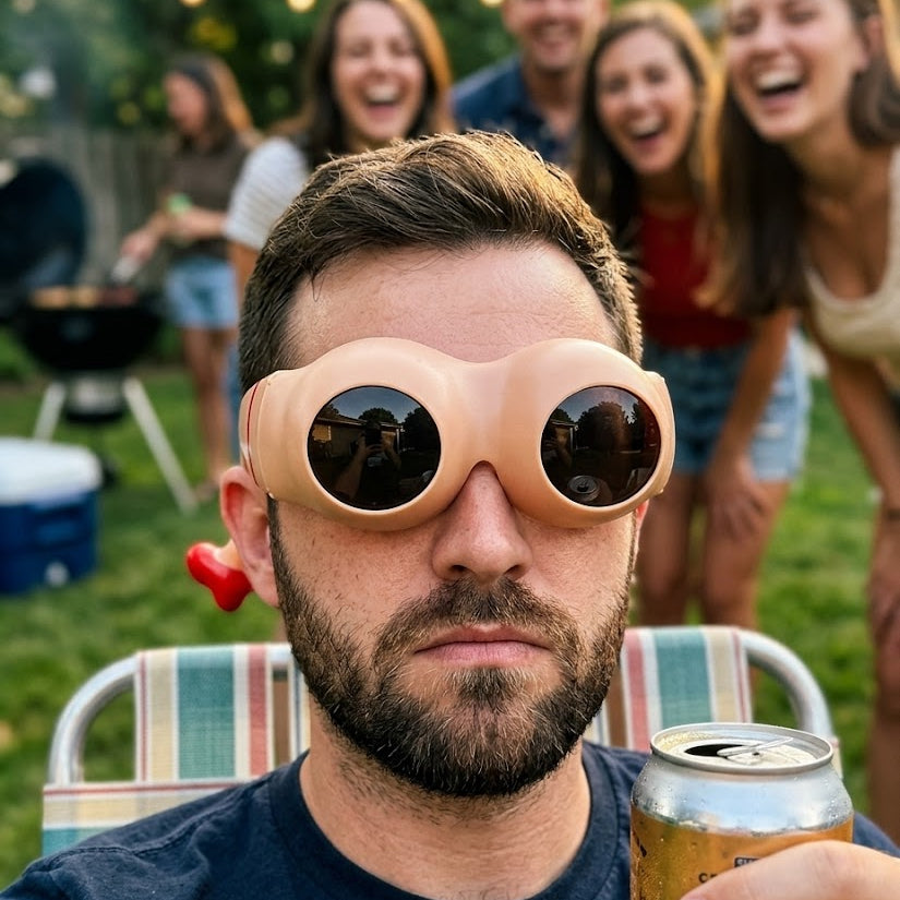 A person showing off the Legs Out Party Sunglasses as a perfect gift idea