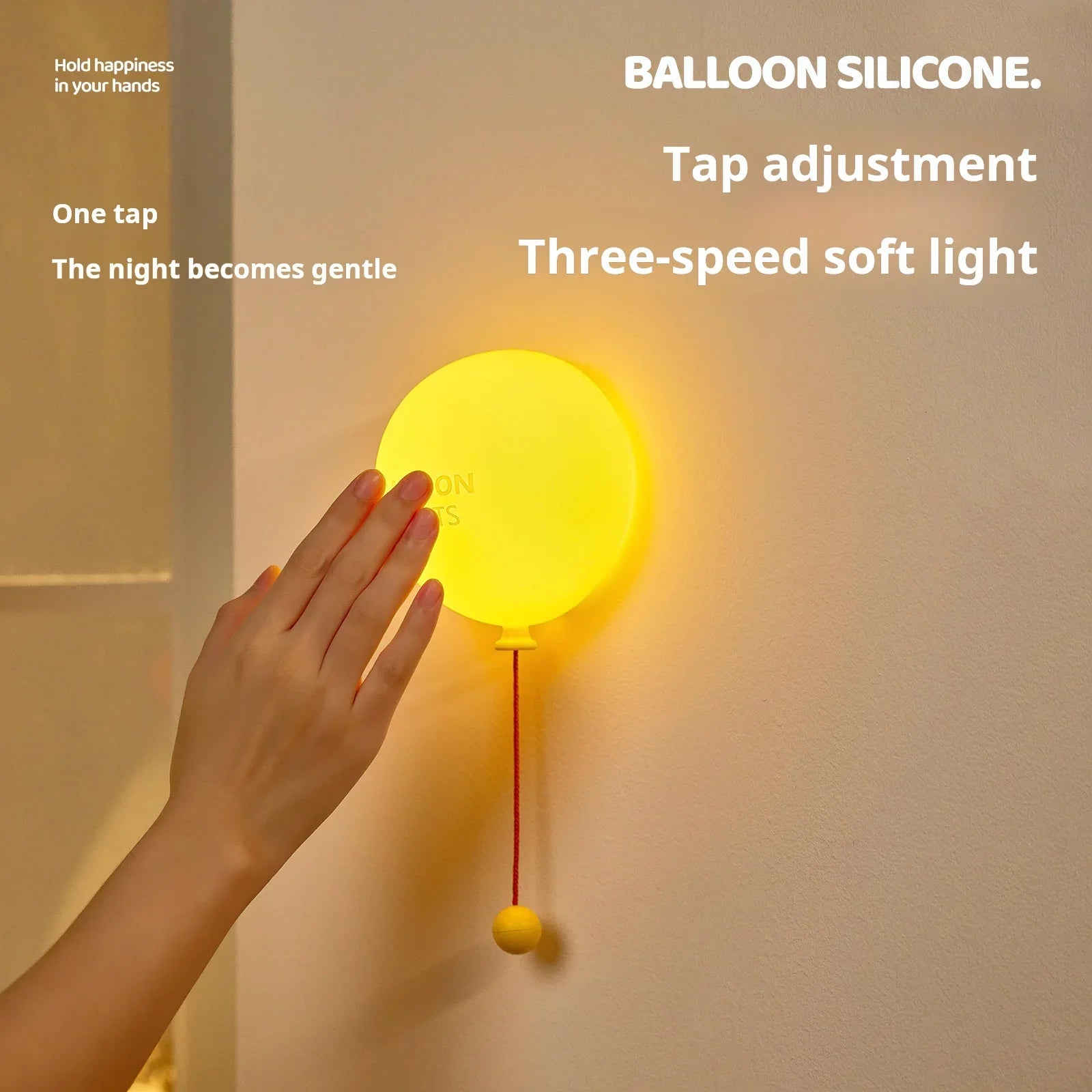 Lifestyle shot of the balloon lamp in a bedroom setting