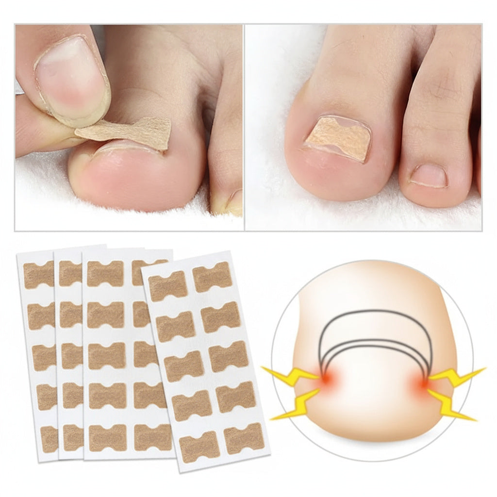 Demonstration of the easy application process for the ingrown nail corrector stickers