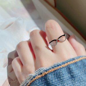 Minimalist unique mini glasses ring, a stylish accessory