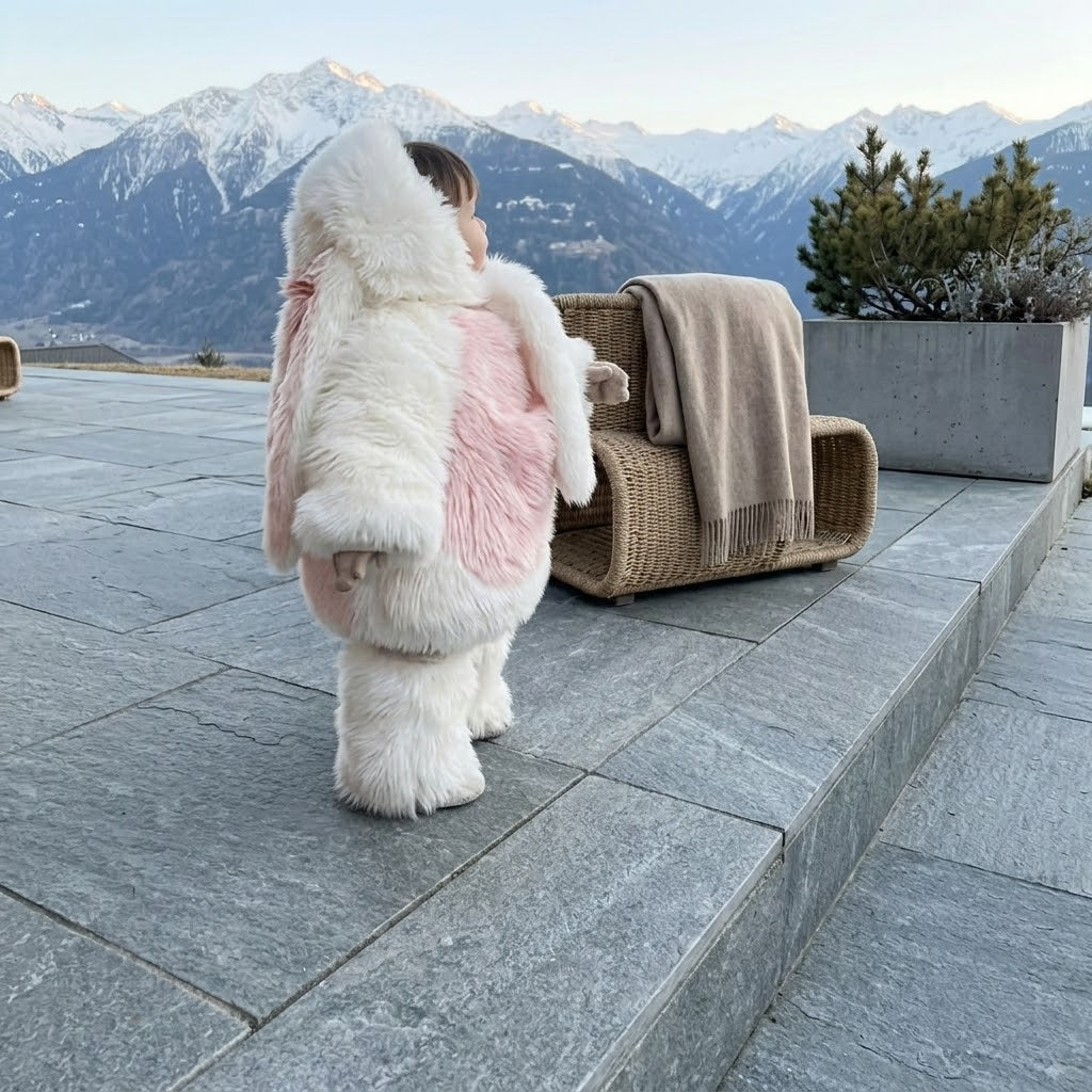 Adorable child looking cozy in the Fluffy Bunny Kids Dress gift