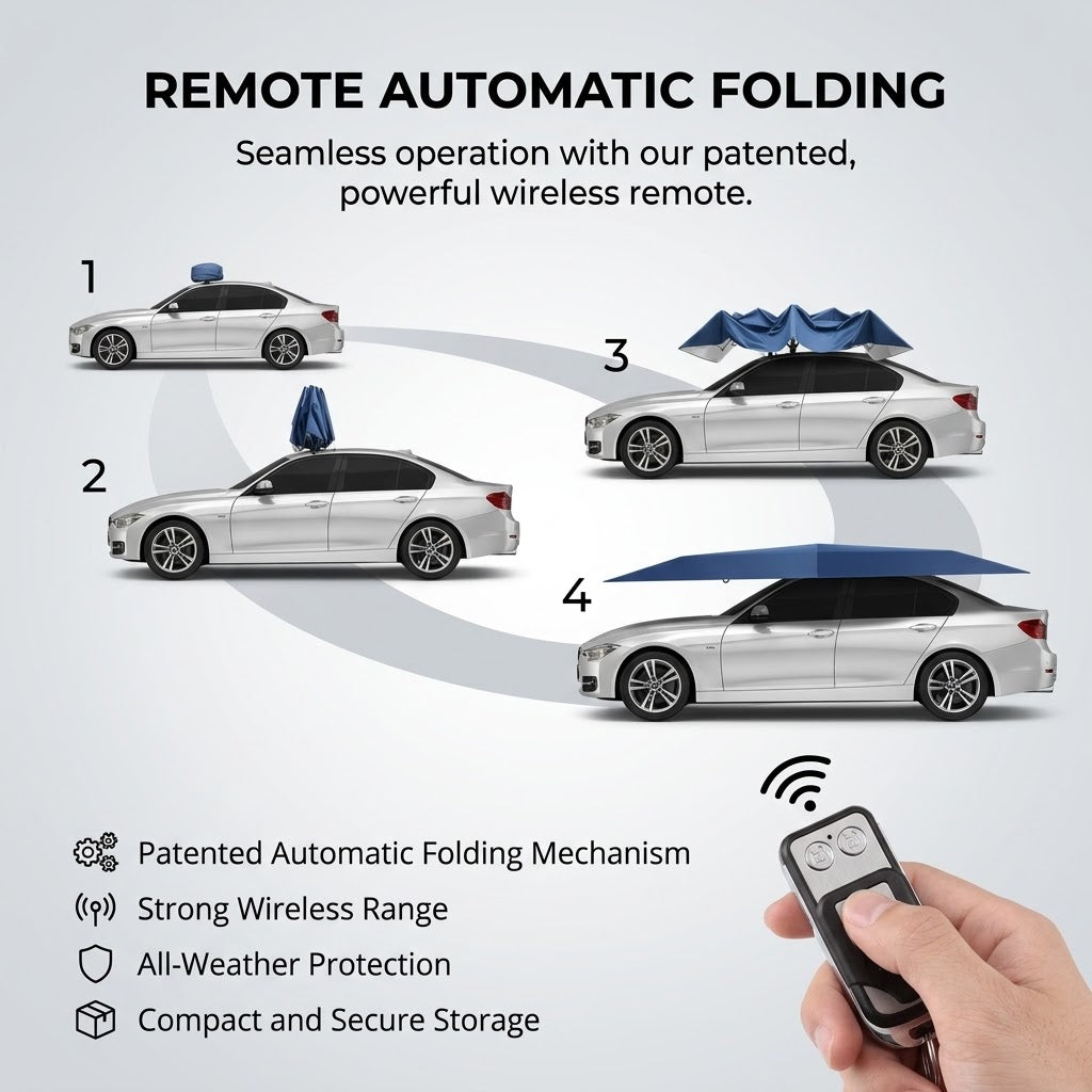 Close-up of the waterproof material on the car umbrella tent