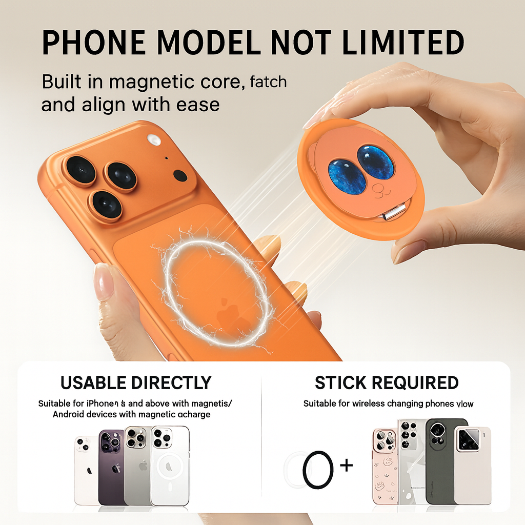 Detailed view of the 360-degree rotation on the Panda Eyes phone grip