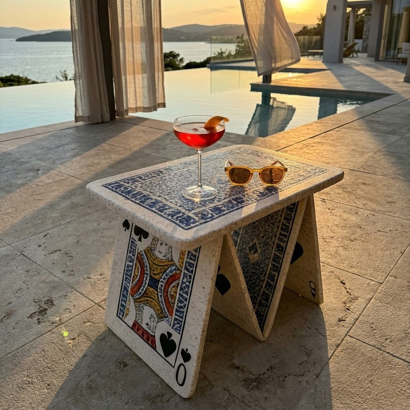 Lifestyle shot of the Playing Cards Coffee Table as a creative gadget for the home
