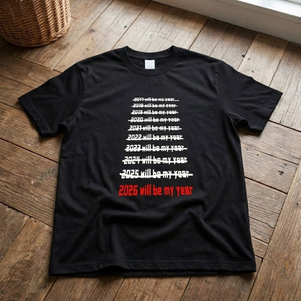 Close-up of the funny slogan on the t-shirt