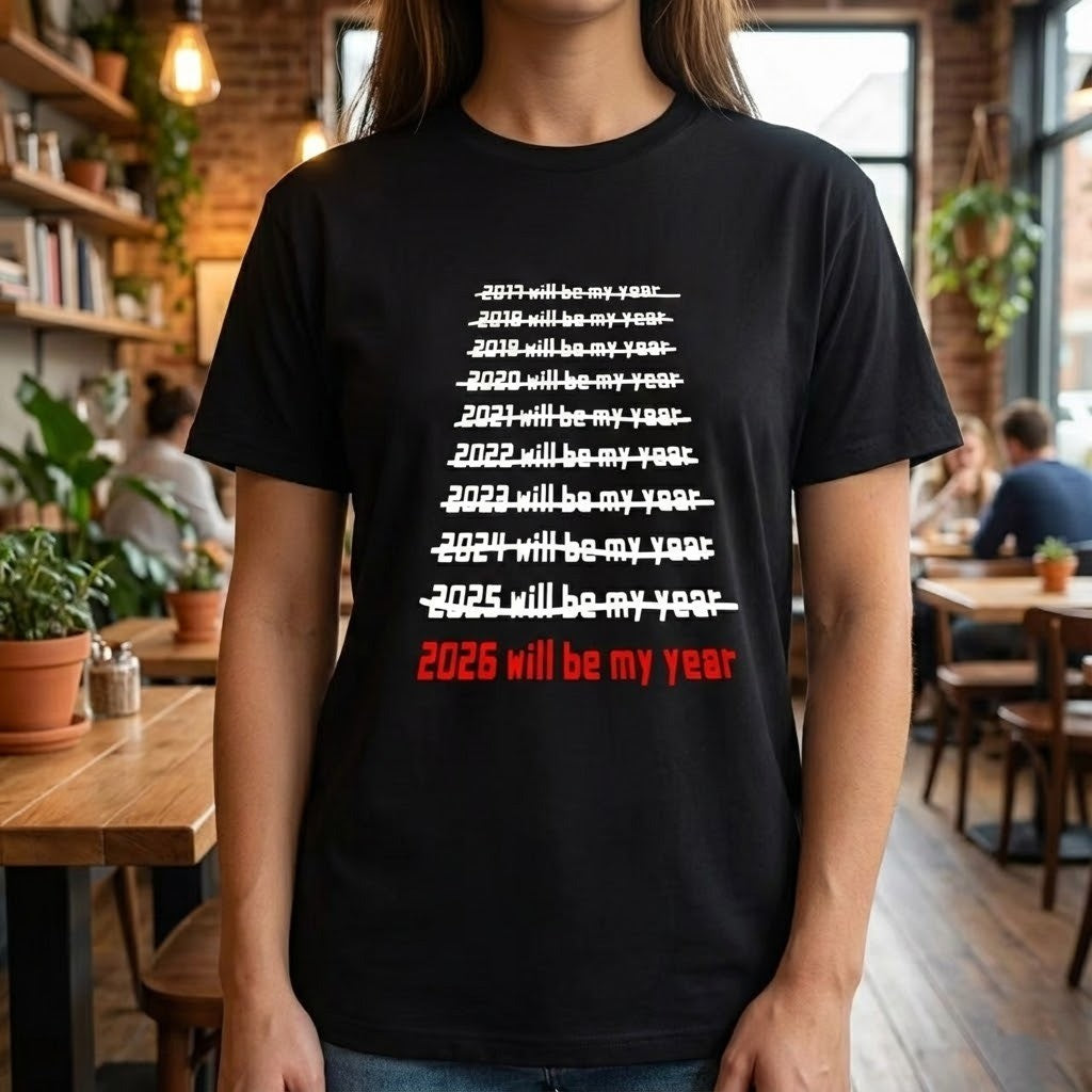 Model showing the comfortable fit of the 2026 t-shirt