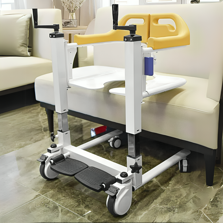 Safe locking mechanism on the patient lift wheelchair