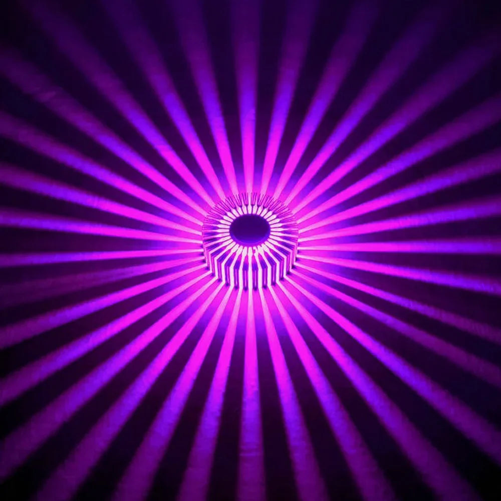 Multiple Sunburst Art LED Ceiling Lights in different colors showing creative possibilities