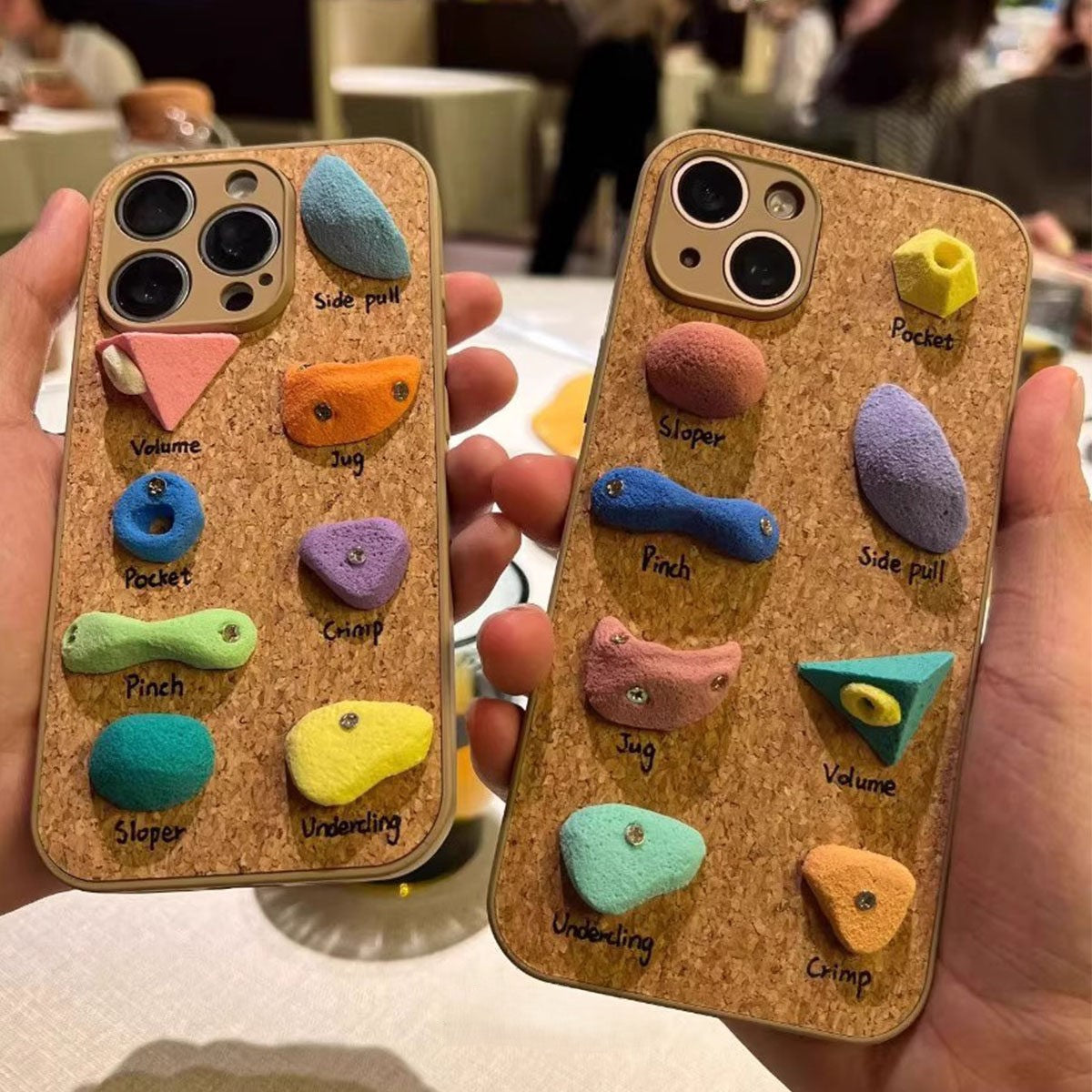 Holding the unique rock climbing grip phone case