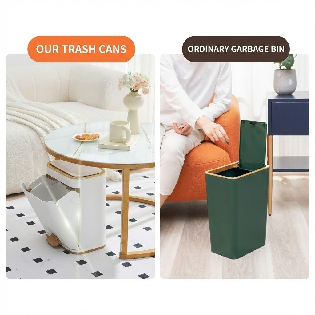 The removable inner bucket of the trash can for easy cleaning
