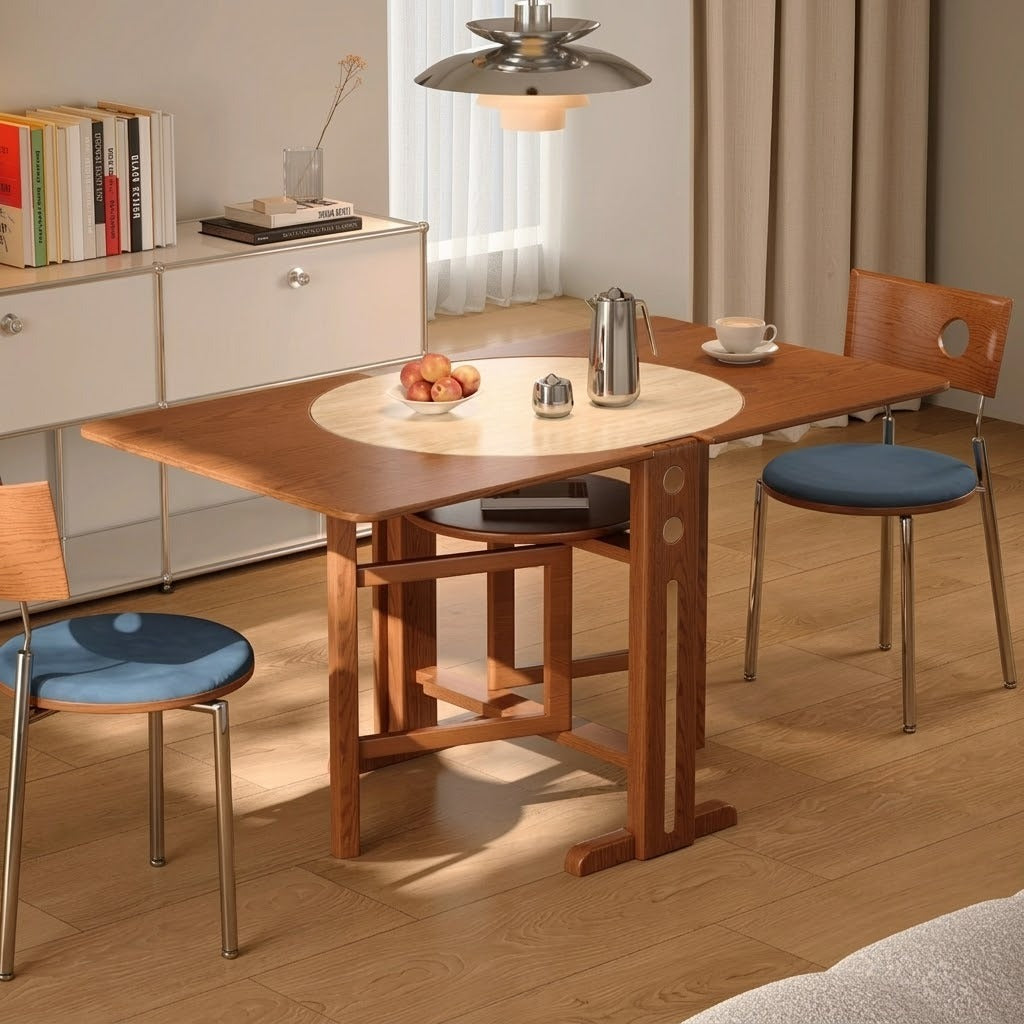 Unique Vintage Style Folding Wooden Dining Table gift idea for small spaces