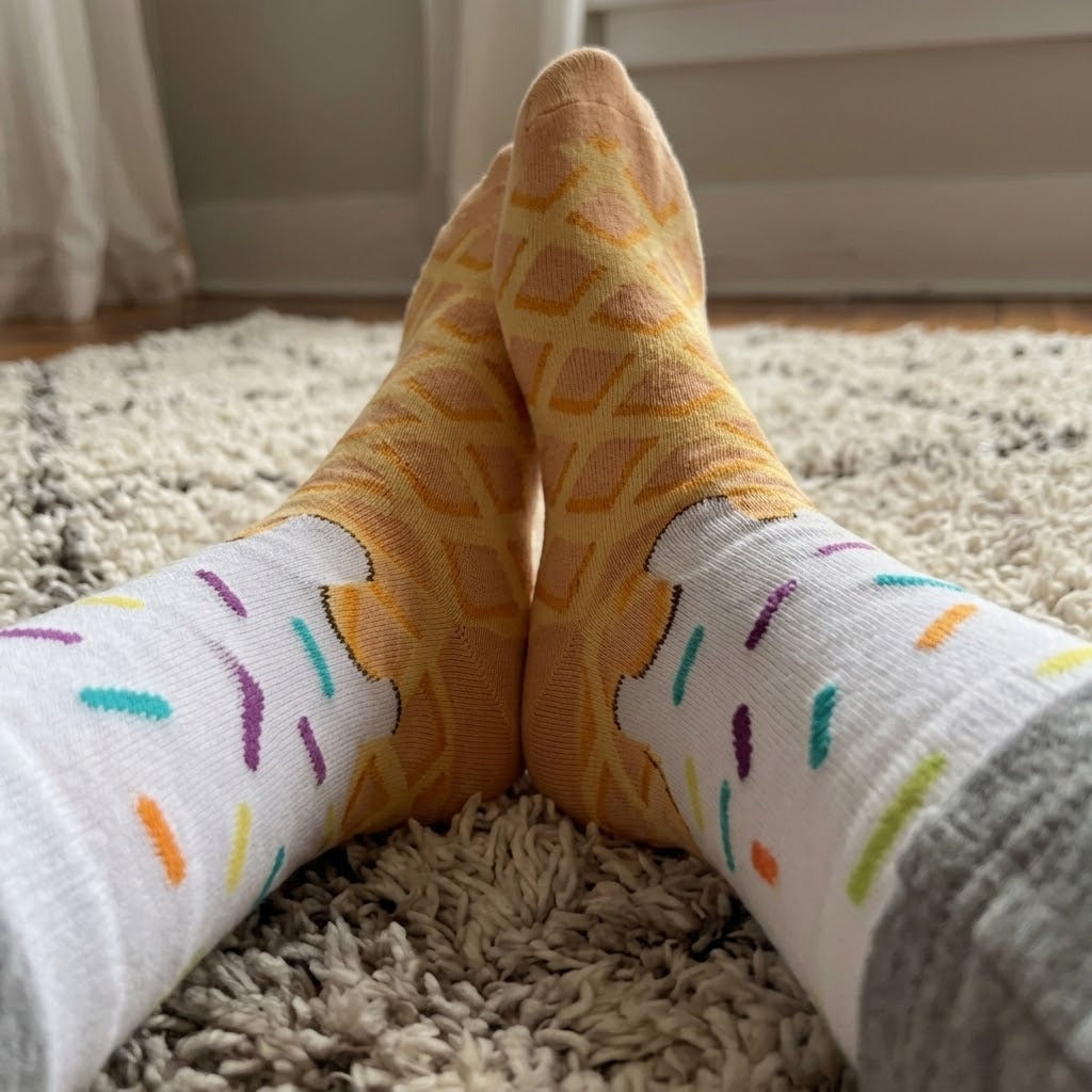 The ice cream socks paired with sneakers for a fun look