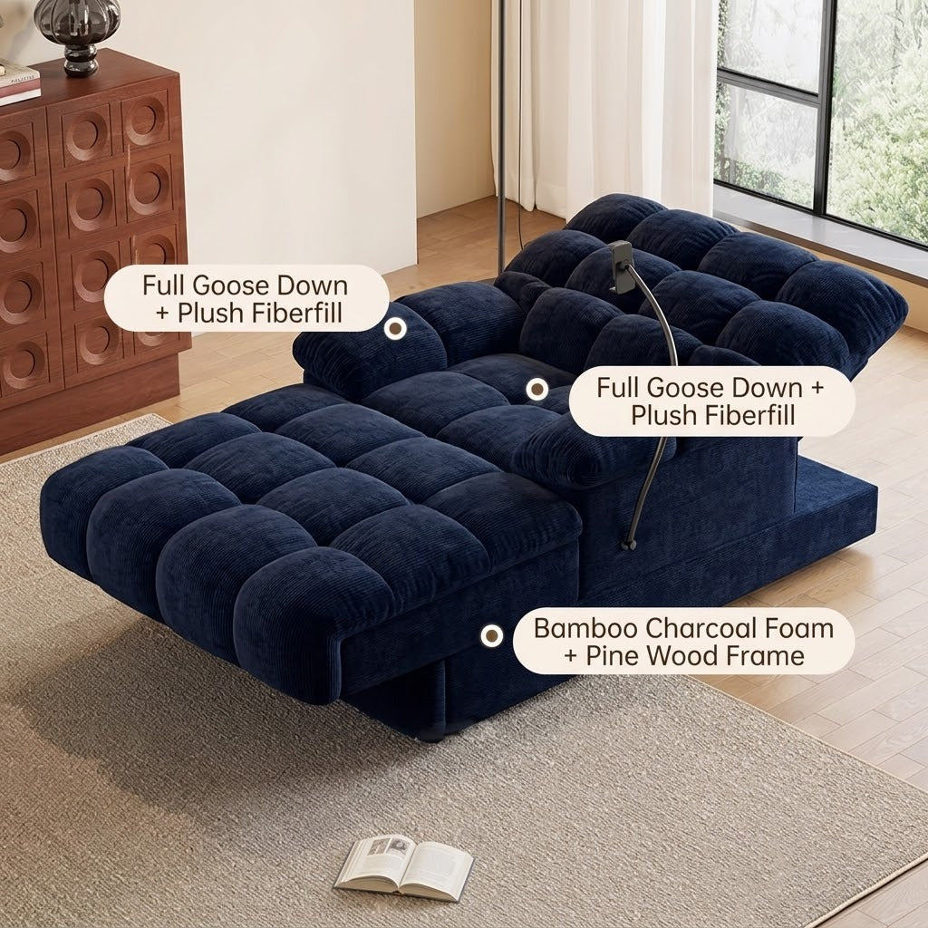 Detailed shot showing the sleek modern design of the electric recliner base.